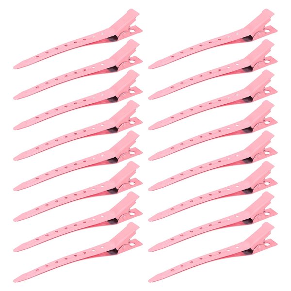 Ondder 16 Pcs Pink Hair Clips for Styling Big Hair Clips for Makeup Alligator Duck Billed Hair Clips for Styling Sectioning Duckbill Hair Styling Clips Salon Barber Metal Clips for Hair