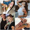Temporary Tattoo Adult Sleeve, Sugar Skull Mushroom Floral Tribal Eye Half Arm Sleeve Fake Tattoos for Adults Women Men, Waterproof Tiny Tattoos Sticker for Girls Boys and Kids, 77 Sheets