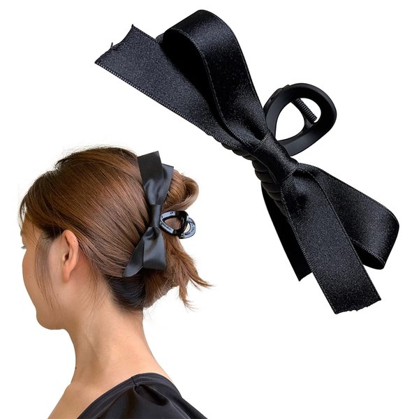 Hair Claw Clips for Women Girl, Ribbon Bow Hair Claws, Claw Clip Bows for Women, Big Claw Clips for Thick Hair, Hair Bows Claw Clips Hair Accessories
