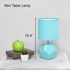 Simple Designs LT2065-BLU Round Prism Mini Table Lamp with Matching Fabric Shade, Blue