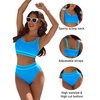 BMJL Women's High Waisted Bikini Sets Sporty Two Piece Swimsuits Color Block Cheeky High Cut Bathing Suits(M,Blue)