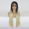 BTWTRY Black Ombre Blonde #613 Color Micro Braided Lace Front Wigs with Baby Hair Heat Resistant Fiber Hair for Black Women Synthetic Lace Front Braid Wig Box Braids Wig (24Inch, 1B/#613)