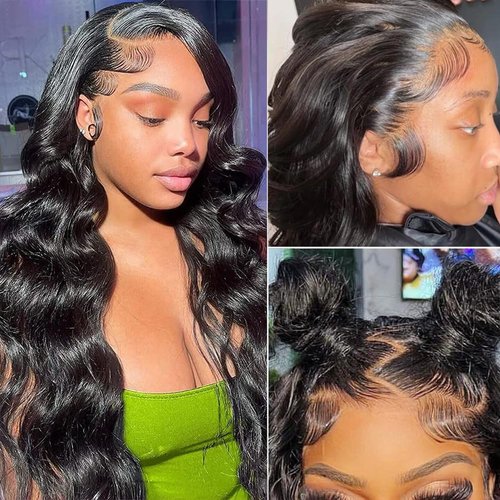 Tuneful 13x6 HD Body Wave Lace Front Wigs Human Hair Pre Plucked 250% Density 13x6 Lace Frontal Wigs Human Hair Glueless 24 Inch Body Wave Human Hair Lace Front Wigs for Women
