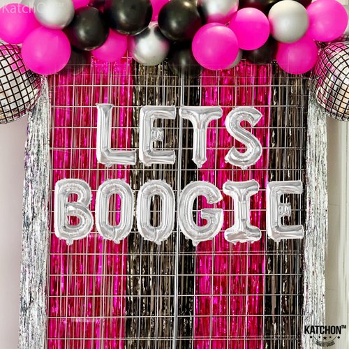 KatchOn Silver Lets Boogie Balloons - 10 Pieces, 16 inch, Disco Party Decorations, Reusable, for Birthday, Graduation, Bachelorette Party