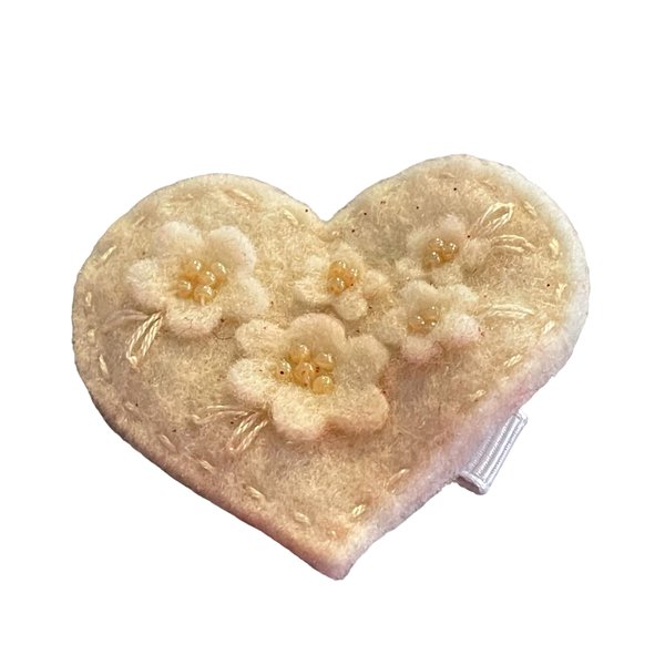 Heart Hair Clip, Love Hair Clip, Feltie, Girls Hair Accessory, Ivory, Valentine's Day
