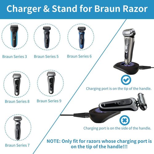 Braun Shaver Charger and Charging Stand for Braun Series 9 8 7 5 3 6, Charger Base for Braun S3 S6 S7 S8 S5 S9 Electric Razor Replacement Braun Trimmer Charging Dock