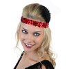 Kenz Laurenz Sequin Headbands Elastic Stretchy Headband for Girls Kids Women Flapper Roaring 20s Great Gatsby 1920s Hair Band Cute Princess Head Bands (Red)