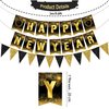 65Pcs Black and Gold New Years Decorations, New Year Decorations 2025 Happy New Year Banner, New Years Eve Party Supplies Happy New Years Latex Balloons Pom poms New Years Hanging Decorations
