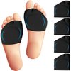 Metatarsal Sleeves Inserts with Gel Pads - 4 Pieces - Immediate Bottom Ball of Foot Support Pain Relief - Soft Padding - Aid Metatarsalgia, Mortons Neuroma, Sesamoiditis, Insole Men, Women (Black)