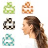 Framendino, 4 Pack Checkered Hair Claw Clips 2" Square Checker Barrettes Medium Cute Hair Jaw Clips Hair Accessories for Women