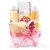 Home Spa Gift Basket Peony Spa Set For Women, Contains Shower Gel, Bubble Bath, Body Lotion, Peony Bath Salt & Puff in a Pink Feminine Tub