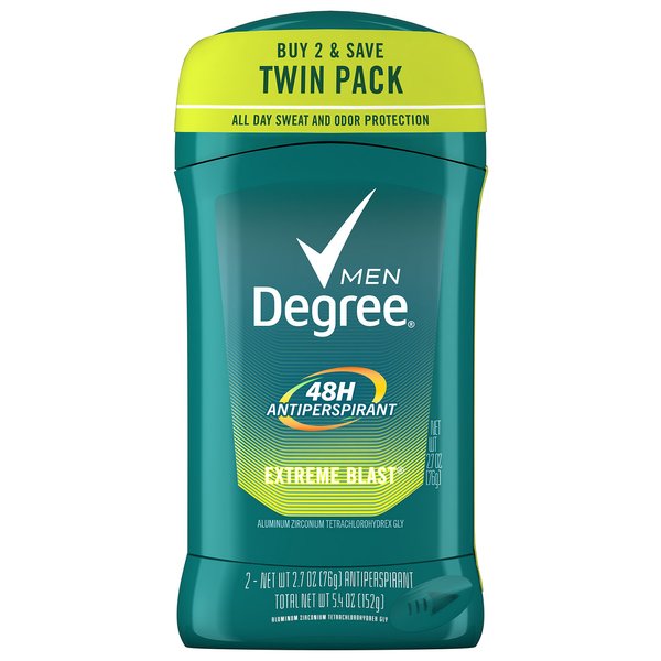 Degree Men Original Antiperspirant Deodorant 48-Hour Odor Protection Extreme Blast Mens Deodorant Stick 2.7 oz, 2 Count