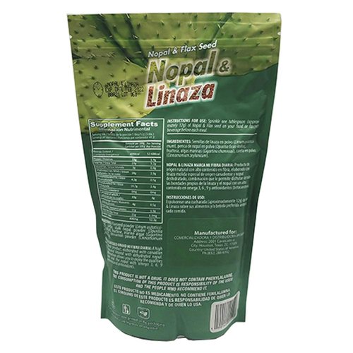 Mi Fibra Diaria Nopal & Linaza. Nopal Cactus and Flax Seed Fiber Dietary Supplement. 17.6 oz.