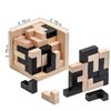 Wooden Brain Teaser Puzzle Skills Builder Shape Pieces Educational Toy for Kids and Adults (Black and Natural L Shape)