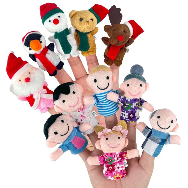 11 PCS Set Christmas Finger Puppets, Santa Toys for Toddlers 1-3, Storytelling & Sensory Stimulation, Enhancing Fine Motor Skills & Hand-Eye Coordination, Perfect for Christmas Party Favors