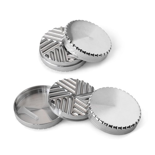 2.5Inch Toothless Herb & Spice Grinder for Kitchen Use-Aluminum Alloy Grinder with Magnetic Lid, Easy to Clean, Compact Design for Spices, Coffee Beans, Dried Herbs-Silver