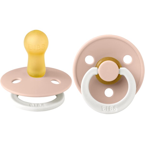 BIBS Pacifiers | Natural Rubber Baby Pacifier | Set of 2 BPA-Free Soothers | Made in Denmark | Blush Glow | Size 0-6 Months