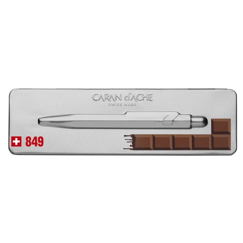 Caran d'Ache 849 Popline Totally Swiss Ballpoint Pen, Chocolate, NF0849-752, Product Size: 5.0 inches (128 mm), Retractable, Ink: Black, F (Fine Point: 0.04 inches (0.9 mm), 0.5 oz (15.2 g)