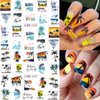 24 Sheets Summer Nail Art Stickers, Palm Tree Beach Water Transfer Nail Decals, 3D Anchor Design DIY Manicure Decorations for Women Girls