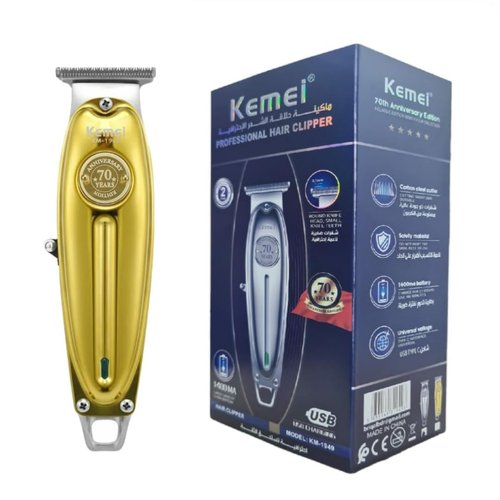 KEMEI Professional Beard & Hair Trimmer for Men, Cordless T-Blade Trimmer, Electric Hair Clippers for Barbers and Stylists, All Body Grooming-Model 1949 Gold