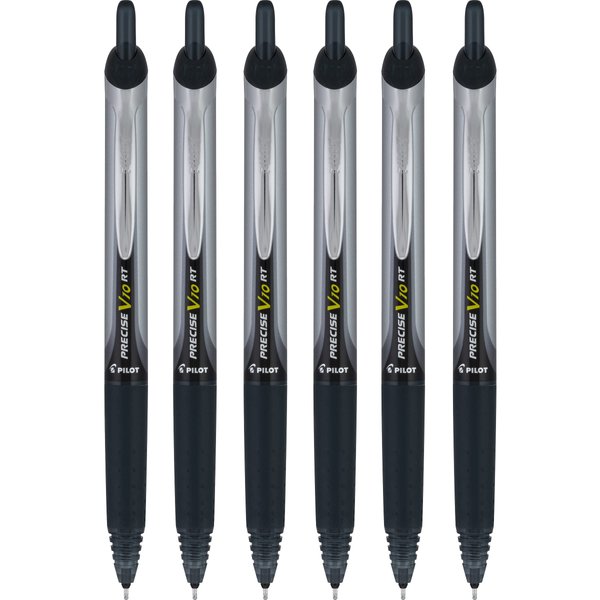 PILOT Precise V10 RT Retractable Liquid Ink Rollerball Pens, Bold Point, 1.0mm, Black Ink, 6 Count