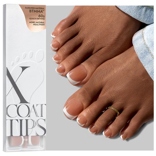 btartboxnails XCOATTIPS Toe Nail Tips - Fit for Big & Long Toenail French Tip Press On Toenails, Brown Soft Gel Toe Press On Nails, 150pcs Soak Off Fake Toe Nails Extensions