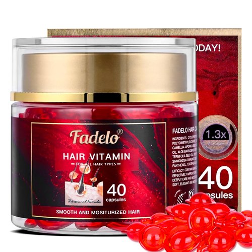 Fadelo Hair Vitamins - Hair Treatment Oil for Dry & Frizzy Hair - 1.3x Design Capsules for Long Hair - Rich in Vitamin A C E and Pro B5 - Enhanced Argan/Macadamia/Avocado Oils - 40 pcs