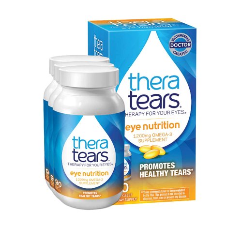 TheraTears 1200mg Omega 3 Supplement for Eye Nutrition, Organic Flaxseed Triglyceride Fish Oil and Vitamin E, 90 Count (Pack of 3)