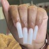 Enppode Long Press on Nails White Fake Nails Square Acrylic Nails Glossy Nails for Women 24PC/Set