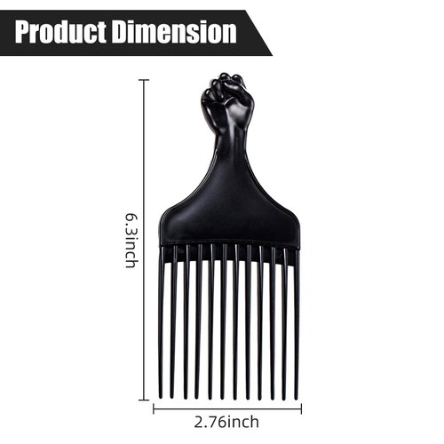 Soft 'N Style Black Afro Comb, Hair Pick for Curly Hair, Plastic Afro Pick for Women and Men, Detangle Wig Braid Hair Styling Comb, Hair Pick Comb for Styling, Curly Hair Comb