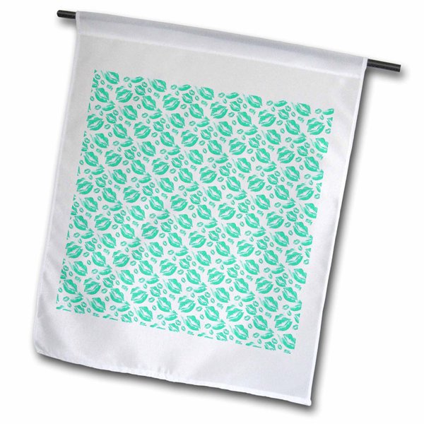 3dRose Two Kisses Collided Lip Affectionate Aqua Colored Lips Pattern - Flags (fl_357230_2)