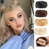 onemily Space Bun Hairpieces Mini Claw Clip in Hair Bun Messy Cat Ears Hair Extension Donut Wig Accessory Straight Hair Scrunchies for Women(1PC Brown)