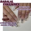 BABALAL Coffin Press on Nails Long Fake Nails White French Glue on Nails 3d Cross Pearl Heart Acrylic Nails 24Pcs Ballerina Y2k Manicure Artificial False Nails for Women and Girls