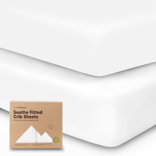 2-Pack Organic Crib Sheets for Boys, Girls - Jersey Fitted Crib Sheet, Baby Crib Sheets Neutral, Crib Mattress Sheet, Cotton Crib Sheets, Breathable Crib Sheet, Baby Mattress Sheets (Soft White)