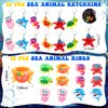 Under the Sea Party Favors Ocean Sea Animals Themed Party Supplies for Boys Girls, Bracelet Tattoo Sticker Stampers Keychain Ocean Sea Goodie Bag Fillers for Birthday Party Classroom Rewards (144 Pcs)