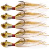 OROOTL Bucktail Jigs Saltwater Hair Jigs, 5pcs Bucktail Fishing Lures Surf Fishing Jigs Bucktail Hair Jigs for Bass Striper Flounder Snook Bluefish Halibut Redfish Fishing 1/4oz-2oz