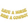 KEWUFD Save a Horse Ride a Cowboy Banner, Bachelorette Party Decorations For Girls, Engagement/Wedding for Western Theme Bridal Shower Party Supplies Gold Glitter