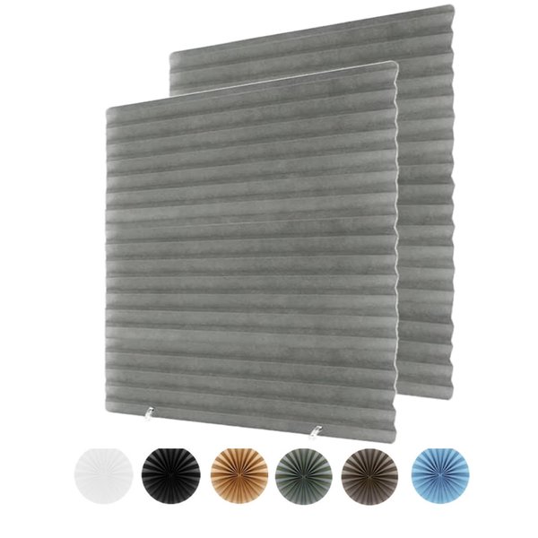 2Pcs Temporary Window Blinds Cordless, Self Adhesive Pleated Paper Blinds Window Shades Blackout Blinds for Windows Doors Non-Woven Fabric No Drill Blinds for Home Office Easy to Cut and Install