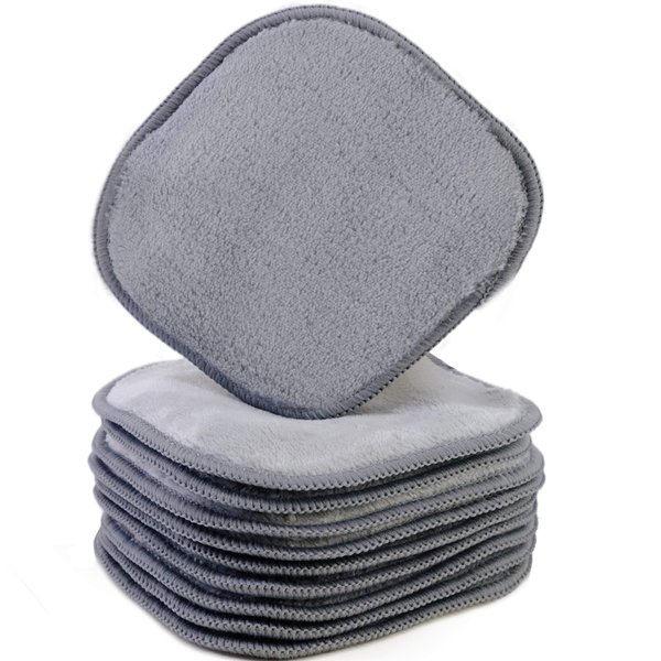 Polyte Premium Hypoallergenic Microfiber Fleece Makeup Remover and Facial Cleansing Cloth, 5 x 5 in, 10 Pack (Gray)