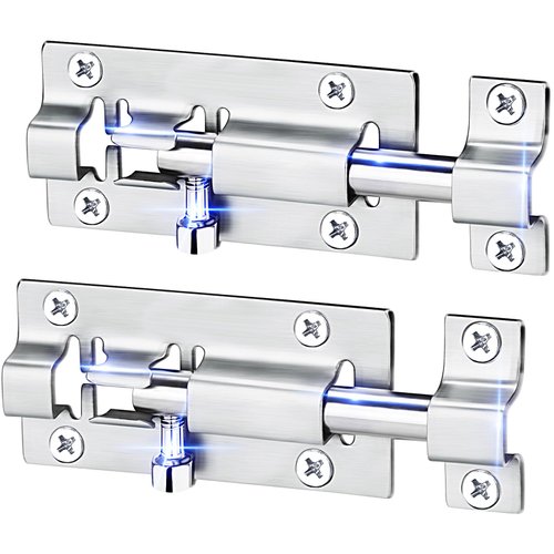 FATLODA 2 Pack Barrel Bolt Latch, Slide Bolt Latch 3 Inches Slide Latch Lock, Thickened Stainless Steel Sliding Lock for Door, Brushed Finish Sliding Bolt Lock, Sliding Bolt Latch with 12PCS Screws