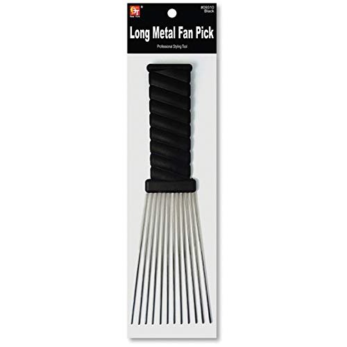 BT Plastic Comb (Black) Metal Fan Pik (Long Metal Fan Pick)