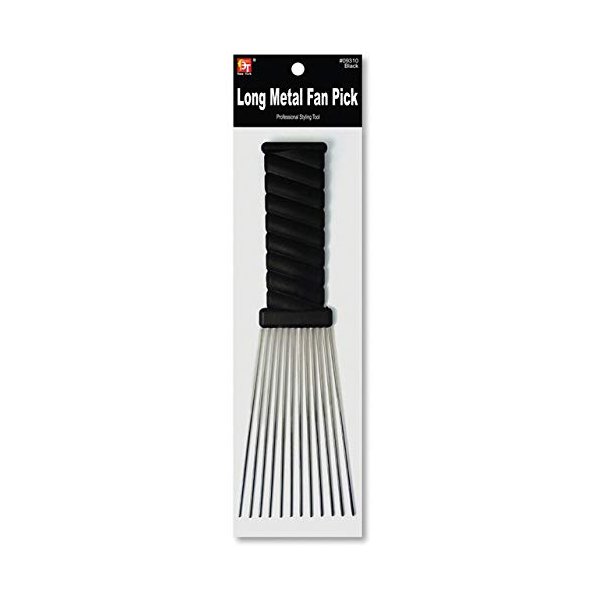 BT Plastic Comb (Black) Metal Fan Pik (Long Metal Fan Pick)