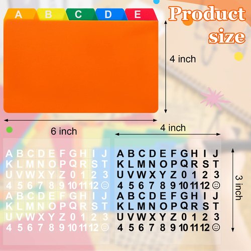 Lewtemi 50 Pcs Index Card Dividers 4 x 6 Inch Index Card Dividers with Tabs Index Cards Guides with 2 Pcs Alphabet Number Stickers for Office Recipe Business Classroom (Multi Color)