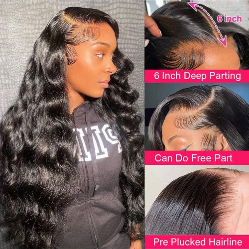 BEACIYA 250 Density 13x6 HD 30 Inch Lace Front Wigs Human Hair Pre Plucked Body Wave Lace Front Wigs Human Hair for Black Women Glueless Body Wave Frontal Wigs Human Hair