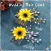 Unicra Bride Wedding Hair Comb Sunflower Bridal Side Comb Crystal Hair Accessories for Women and Girls (Silver)