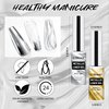 U-Shinein 2x12ml Metallic Mirror Painting Gel Nail Polish, Ultra Mirror Silver & Gold Metal Painted Drawing Gel with Build in Thin Brush, Chrome Gel Polish Nail Art Gel Liner Soak Off DIY Nail Art