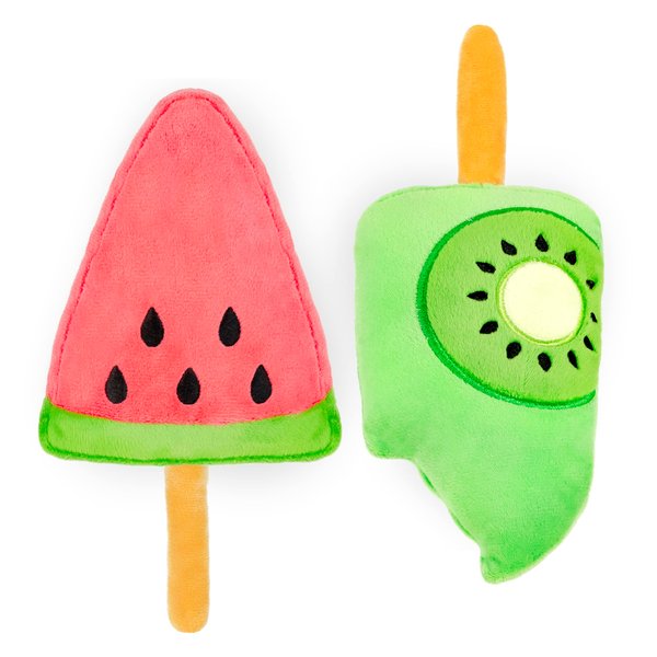 Giftable World 9 Inch Plush Pet Toy Fruity Ice Cream with Squeaker - 2 PK Chew Toy