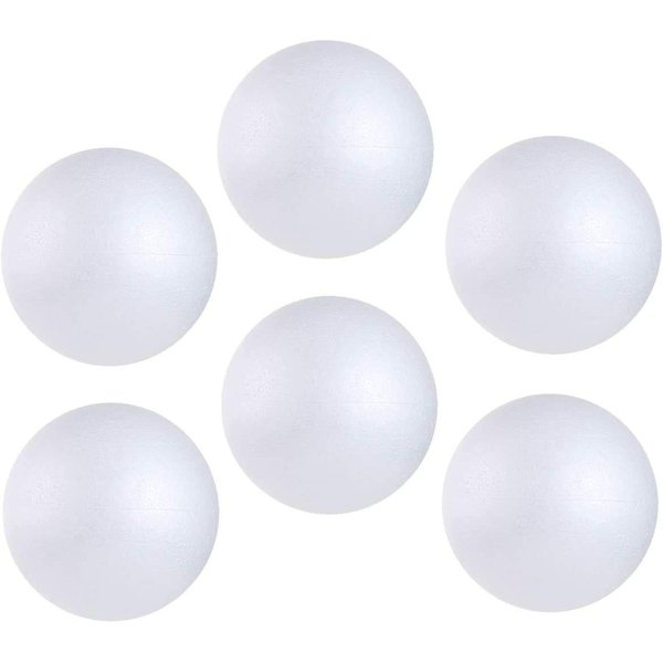 LOMIMOS 6pcs 6 Inch White Foam Balls, Polystyrene Craft Balls for Art Craft Household School Projects Christmas Easter Party Decorations