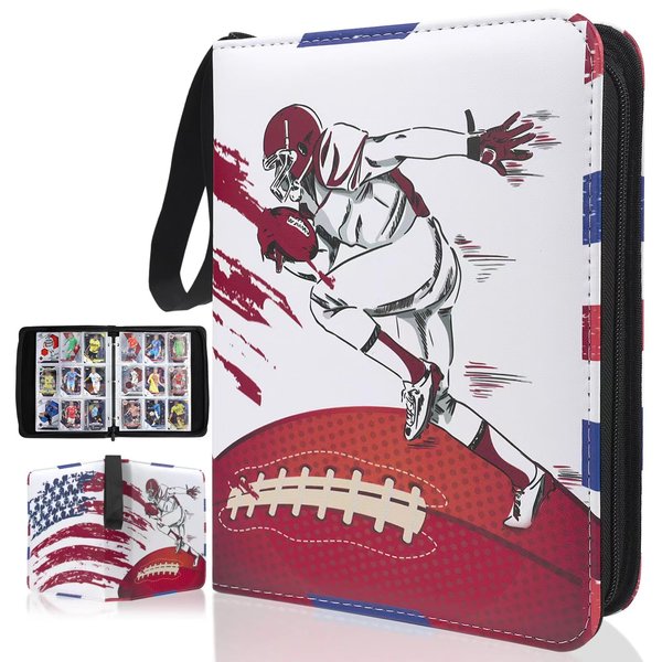 Silkchio Football Card Binder 900 Pockets with Sleeves, Card Binder 9 Pockets, Collectible Football Card Albums, Trading Card Binder for Sports Cards, Portable Card Binder with 50 Removable Sleeves