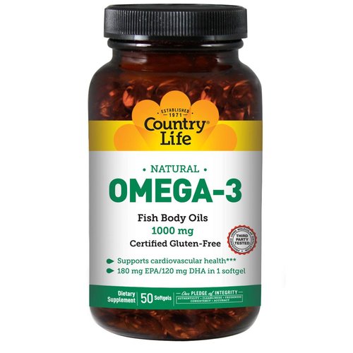 Country Life Omega-3 1000mg Fish Oil 50 Softgel